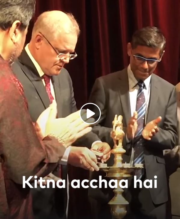 scott morrison diwali 2019 lighting puja or candles