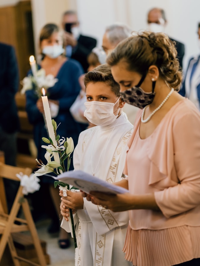 masked church patrons